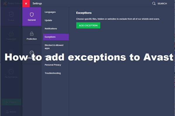 How to add exceptions to Avast